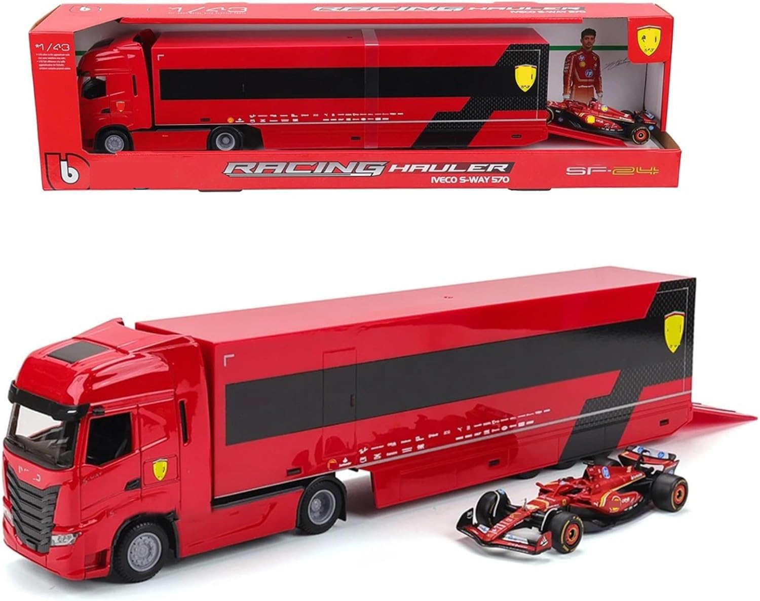 HTLNUZD New 1/43 F1 SF24 Racing Hauler in Pallet, Alloy Adult