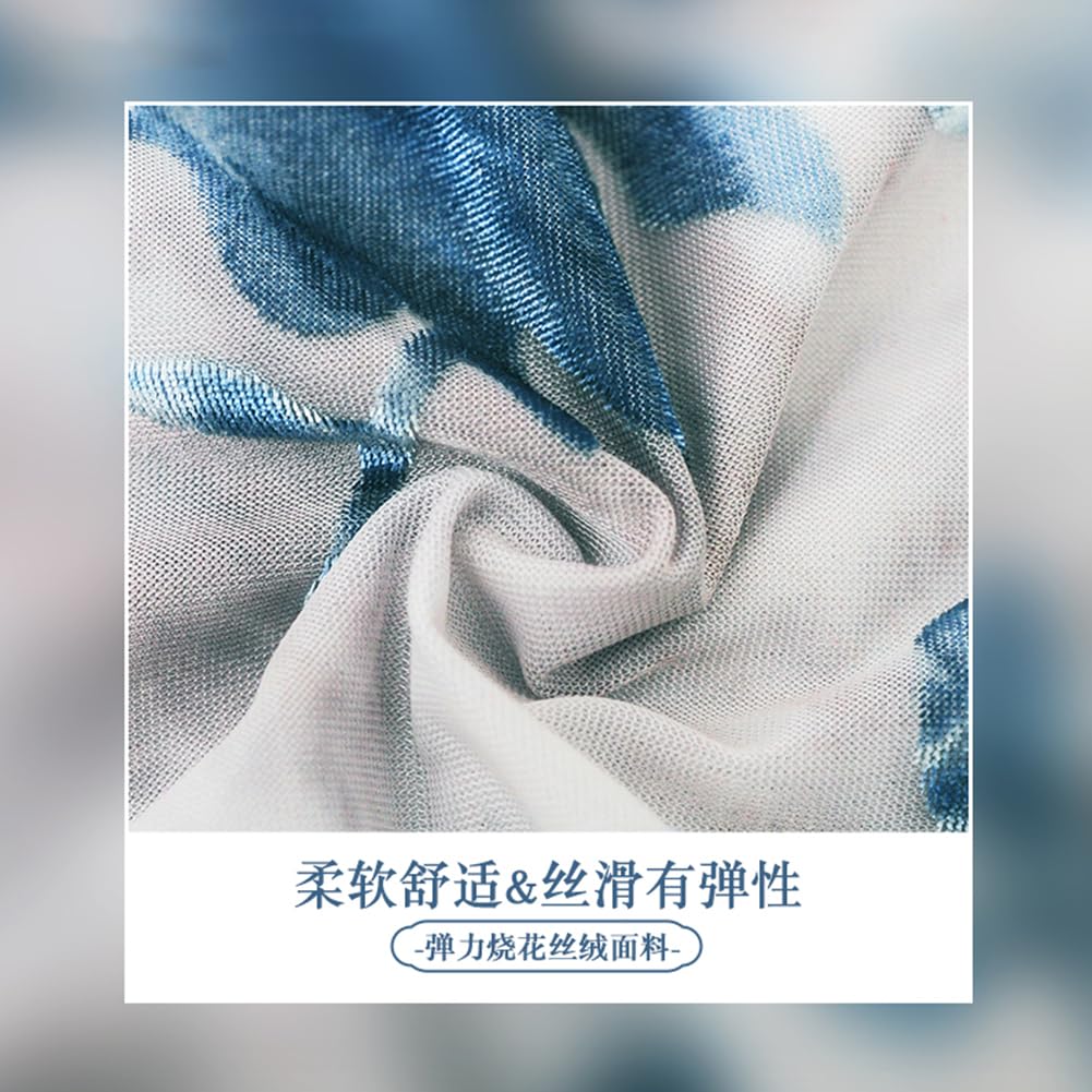 ROYAL SMEELA Cheongsam Velours pour Femme Qipao Imprimé Sexy Robe Qipao sans Manches Col Mandarin Robe Cheongsam Qipao Traditionnelle Chinoise Qipao Longue Adulte Robes Cheongsam Fente Bleu