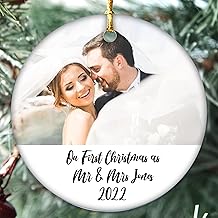 First Christmas as Mr & Mrs 2024 personalised photo and Name Christmas decoration Married