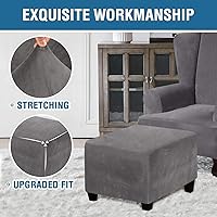 Vista 4 de ADPON Fundas otomanas cuadradas de terciopelo para otomanas, fundas protectoras para reposapiés cuadrados, fundas protectoras para taburetes