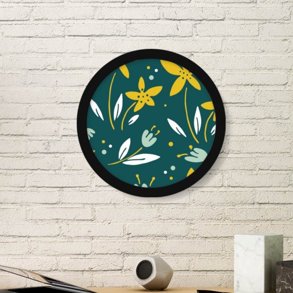 Cadre photo ronde en bois fleur blanc vert jaune plante art déco maison