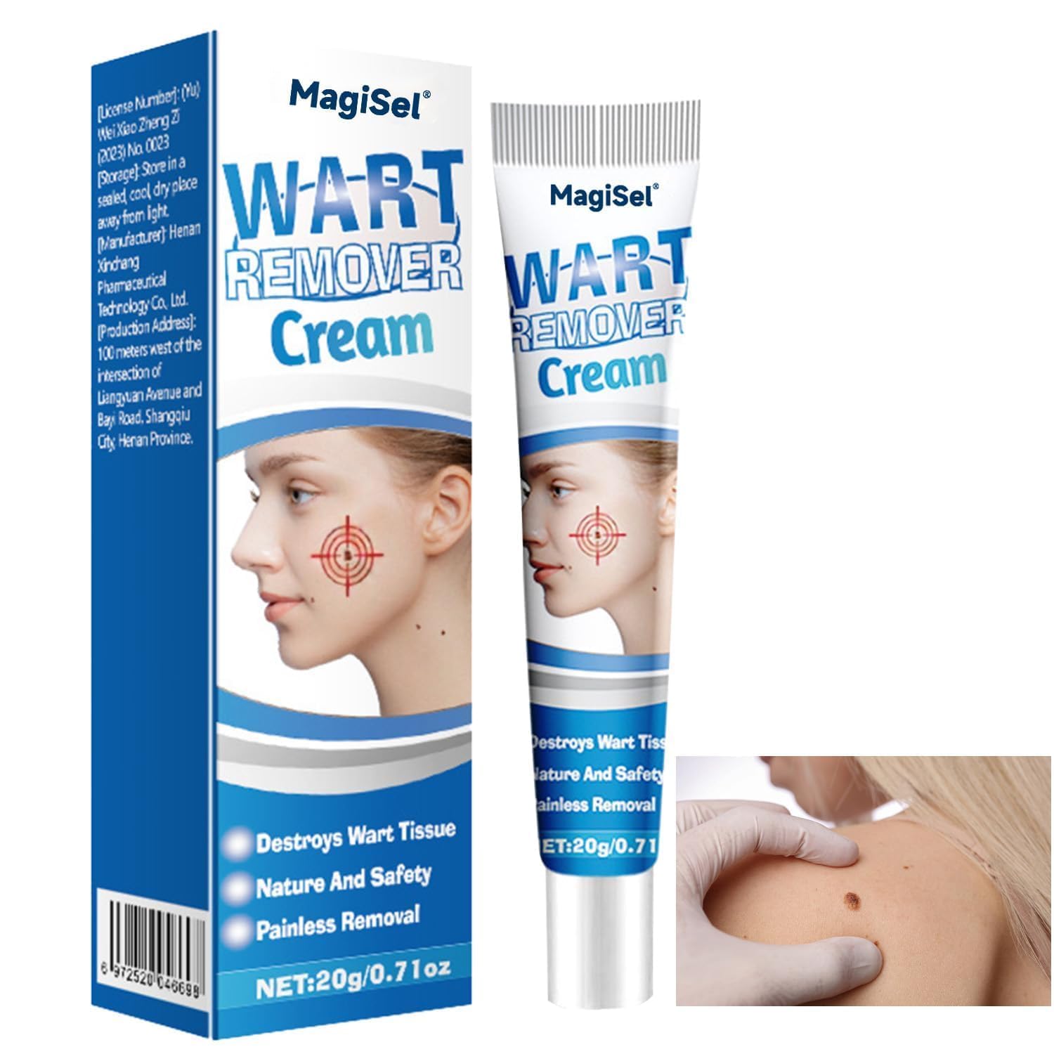 Crema para Verrugas 20g, Tratamiento Portátil con Textura Hidratante, Fácil Aplicación para Cuidado de la Piel Diario, Uso en Rostro, Cuerpo y Manos