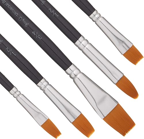 Miniatura 5 de Jerry Q Art Juego de pinceles Taklon dorados de 15 piezas para acrílico, témpera, acuarela, pintura al óleo, virola plateada con asas de madera