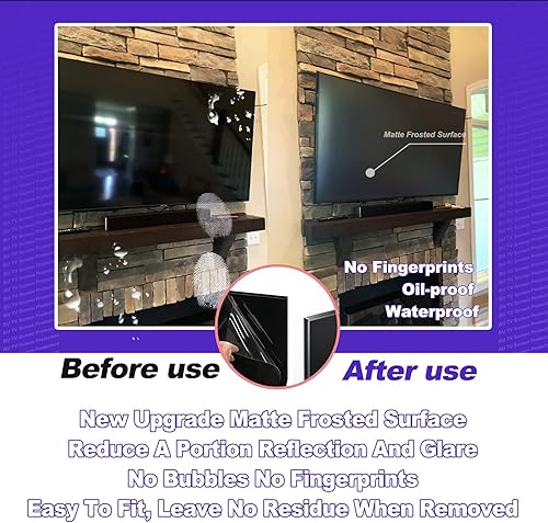 Miniatura 4 de Protector de pantalla de TV anti UV para 43 pulgadas, para interiores y exteriores, antirreflejos, pantalla antiluz azul, película esmerilada,