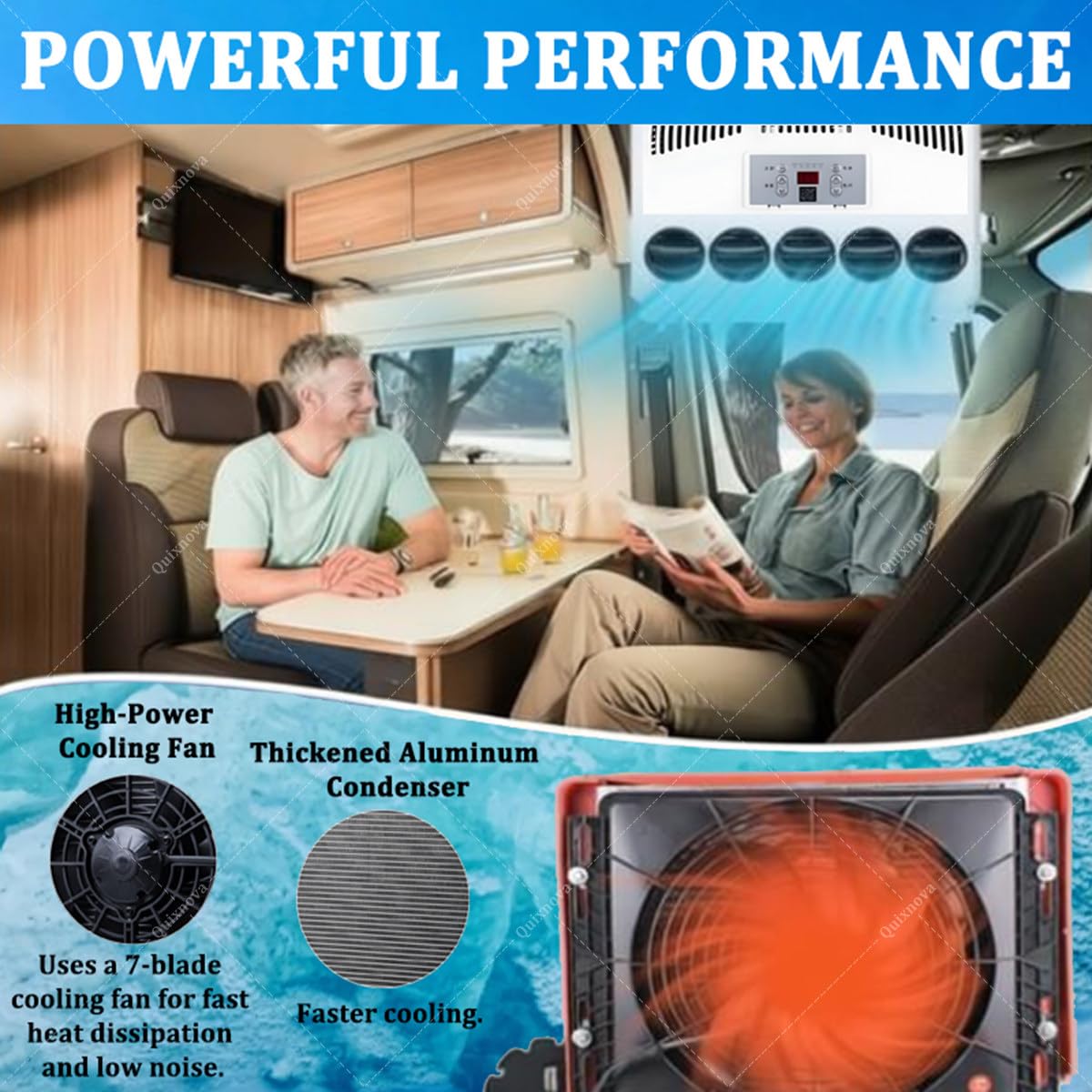 unità di climatizzazione Split per Camper - Condizionatore d'Aria per Cabina Camion 12V/24V Kit di climatizzazione Split Raffreddamento rapido per Camper, furgoni, autocarri, Gru Black-24V