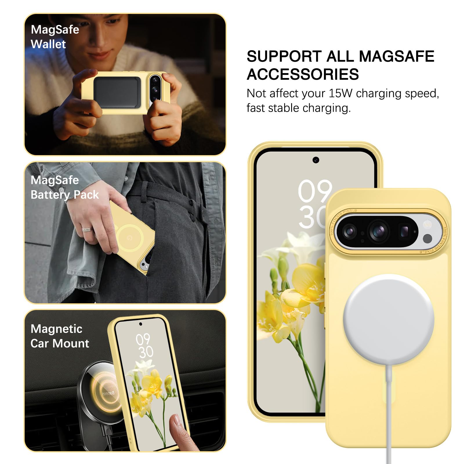 YINLAI Custodia Magnetica Per Google Pixel 10/10 Pro - Giallo, Opaca Traslucida, Compatibile Magsafe, Antigraffio