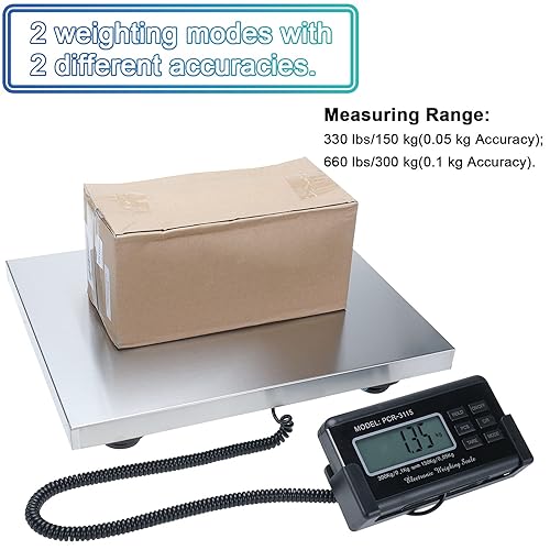 Miniatura 4 de NORJIN Báscula de envío de 660 libras báscula postal de acero inoxidable resistente báscula industrial de piso para paquete equipaje oficina hogar