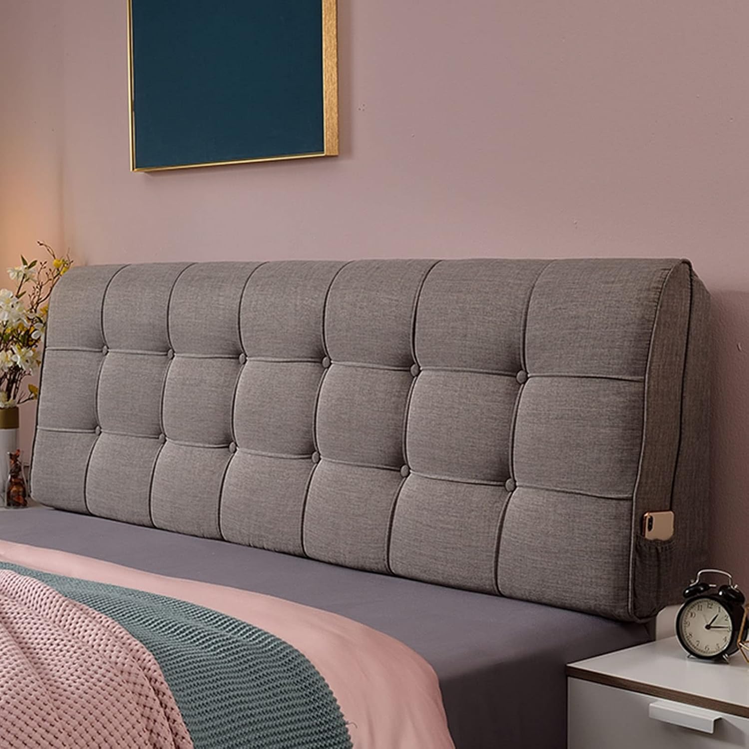 Generic Large Rectangular Wedge Headboard Cushion Reading Wedge Pillow,Headboard Pillow Bolster Cushion for Sofa Bed Headboard with Removable Cover,Coffee,63"/160cm