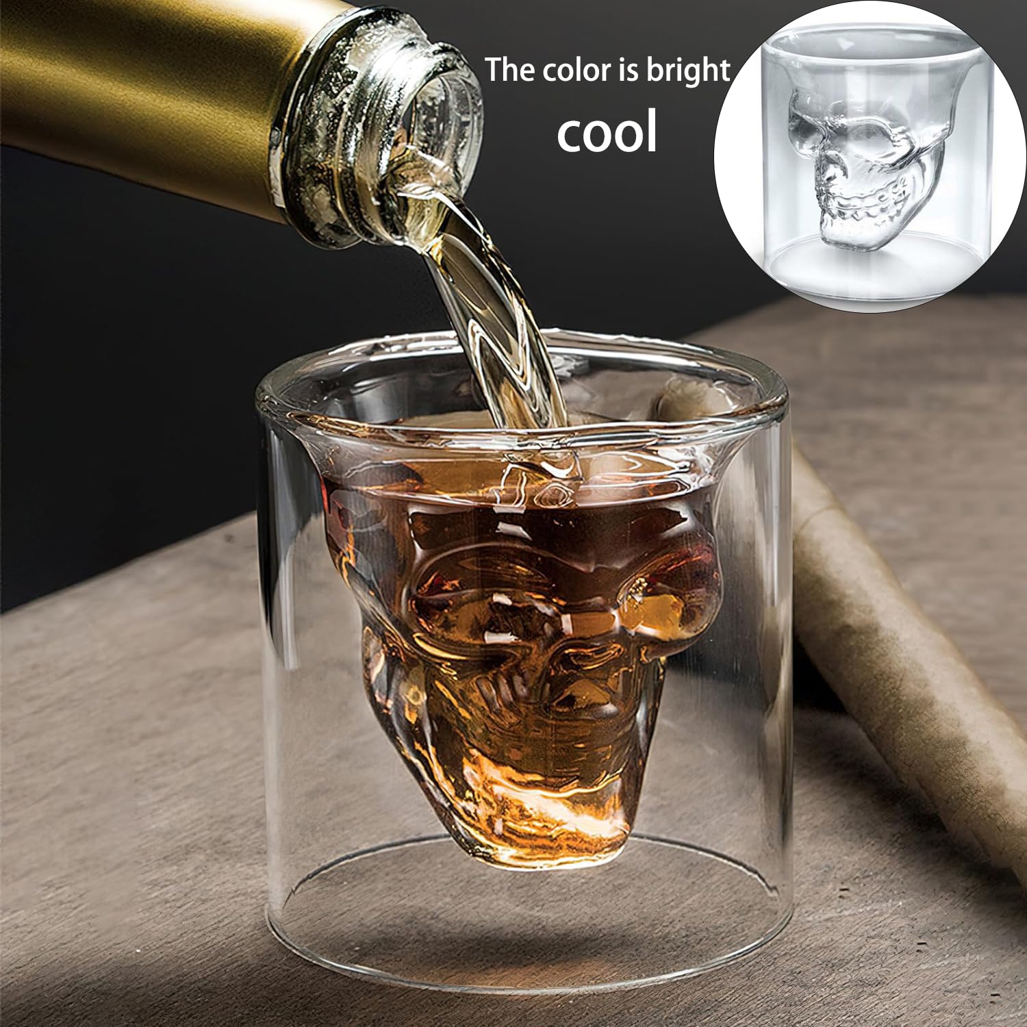 4 Pezzi 75 ml Bicchieri Da Liquore a Forma Di Teschio, Bicchieri Teschio, Tazze Da Caffè a Forma Di Cranio, Vetro Borosilicato Ad Alto Contenuto Di Boro, Trasparente, per Vino, Vodka, Feste, Domestico