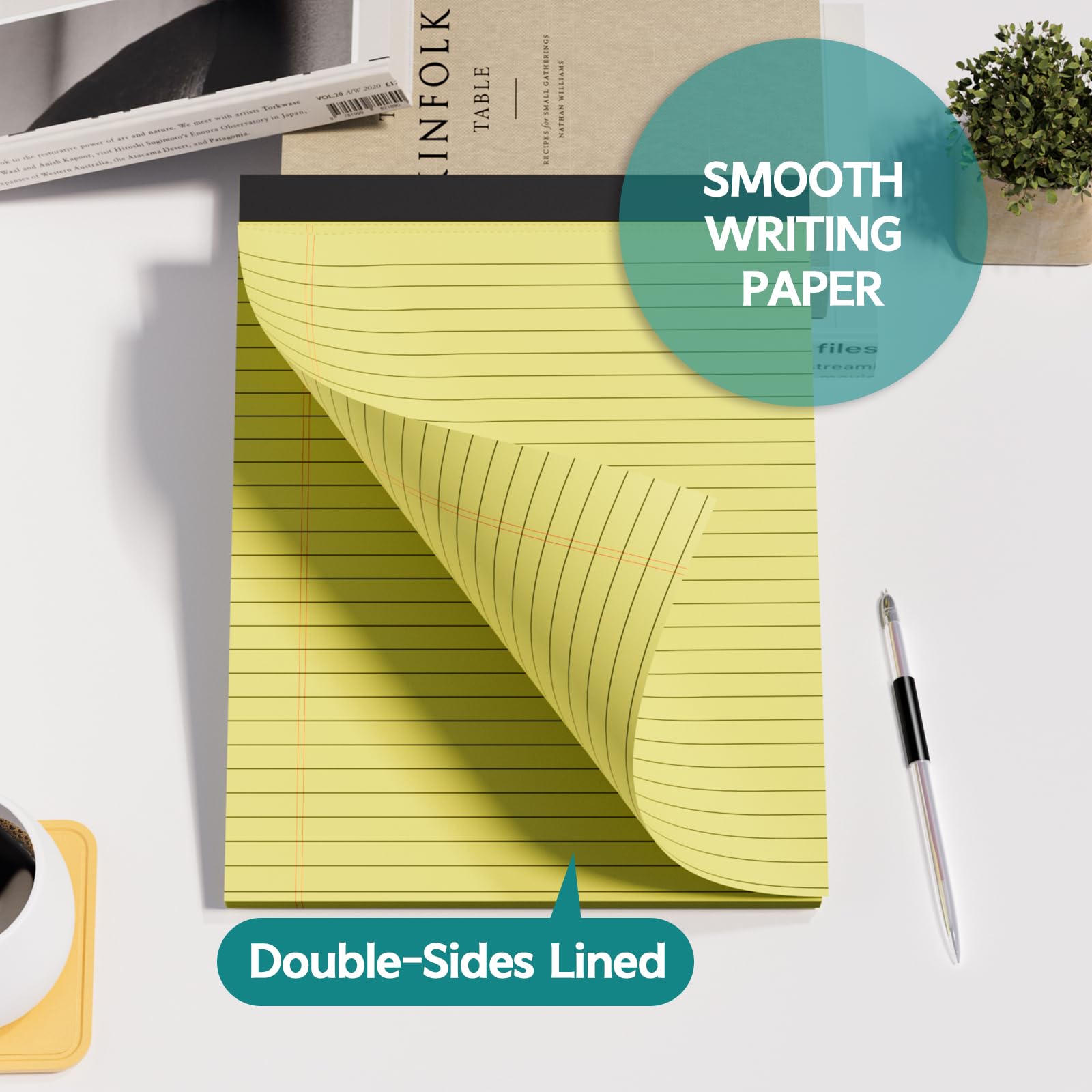 MSKKSM Legal Pads 8.5 x 11, 3 Pack Yellow Note Pads 8.5 x 11 Writing