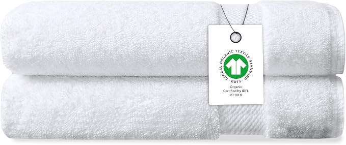 Organic Cotton Luxuriously Plush Hand Towel Pack of 2 | GOTS & OEKO-TEX Certified | Premium Hotel Quality Towels | Feather Touch Technology|650 GSM Long Staple|Soft, Quick Dry & Ultra-Absorbent
