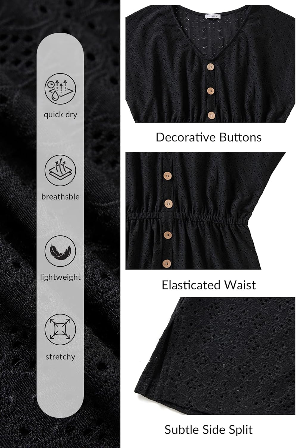 Yonique Plus Size Swimsuit Cover Up Women - Button Down Bathing Suit Coverup 2025 V Neck Hollow Out Beach Dress Swimwear - Image 5