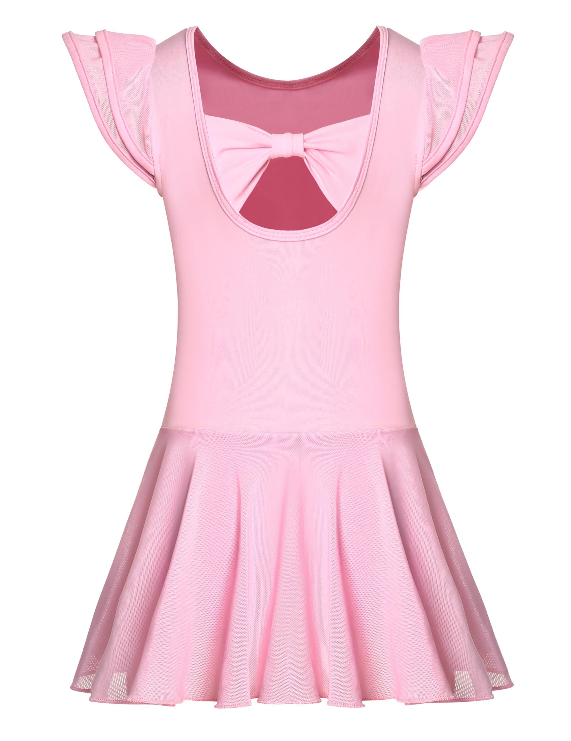Mulnall Mädchen Ballett Tanzkleid Kinder Gerüschte Kurze Ärmel Ballettkleidung Bowknot Back Tanzbody mit Rock Tütü Dancewear