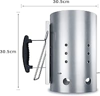 GFTIME Grillgyújtó Kémény 30,5 cm - Weber 7416 Kompatibilis Faszén Begyújtó, Hőálló Fogantyúval, Kültéri Grillezéshez 2