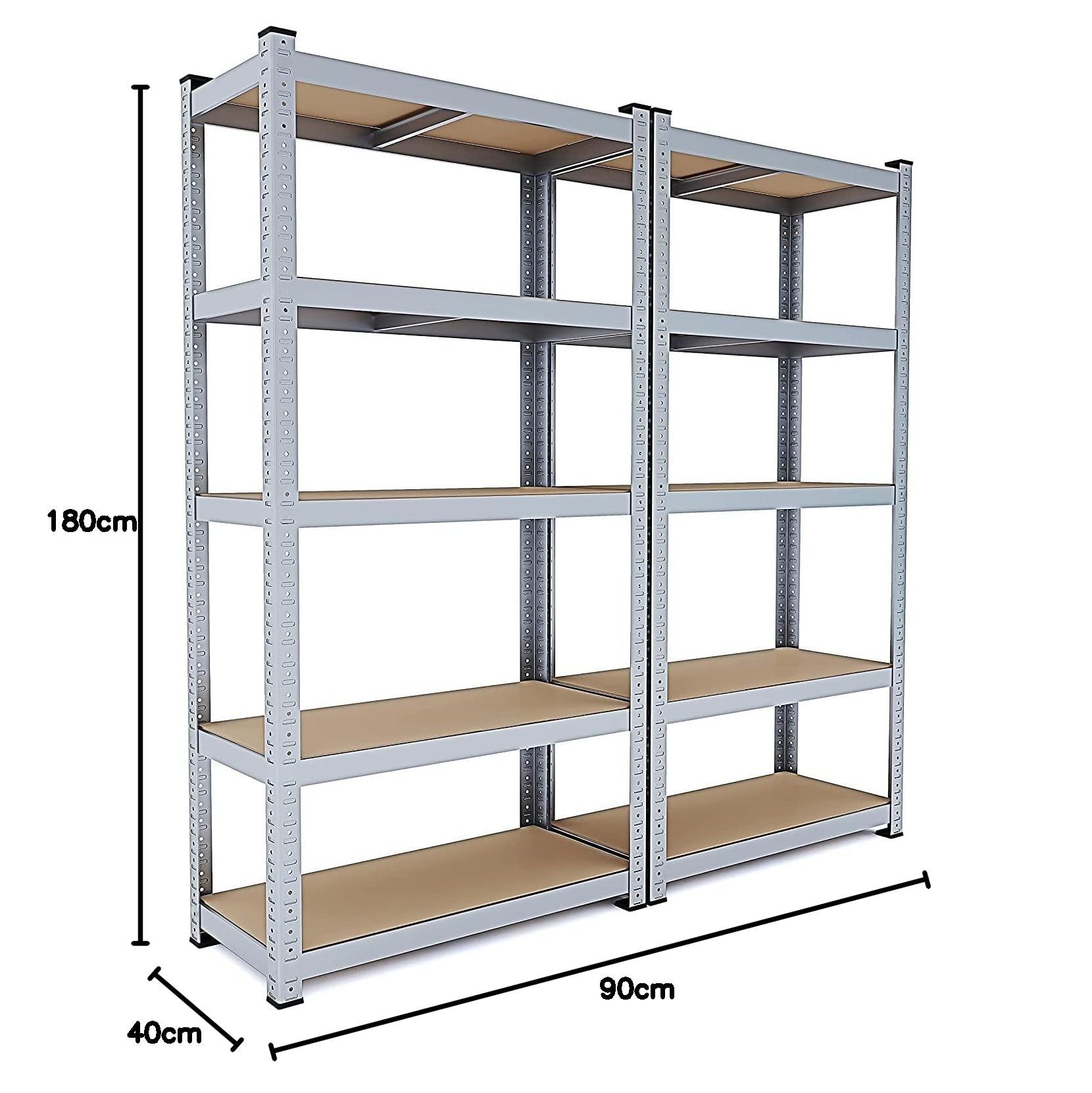 Półka metalowa i MDF Półka o wysokim przepływie do 875 kg Z 5 Regulowanymi Półkami Idealny Do Garażu Warsztat Piwnica Magazyn Modułowa Projekt 180 x 90 x 40 cm
