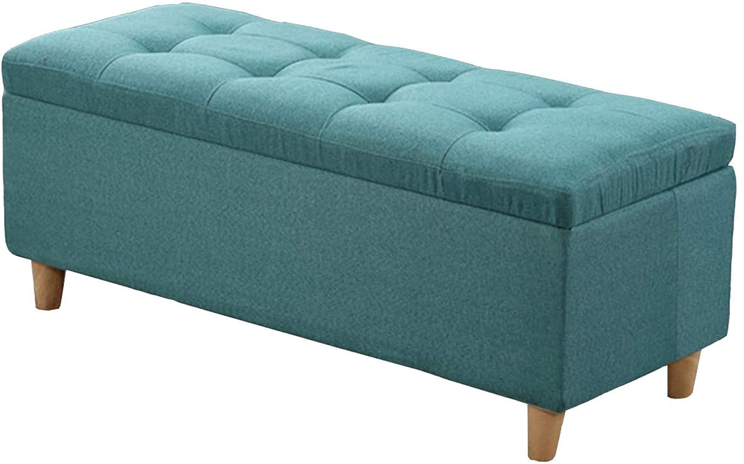 LMMIAOZ Fabric Upholstered Storage Bench 31 Inch Footrest Stool with Flip Top Lid Shoe Bench for Living Room Bedroom Entryway Gray