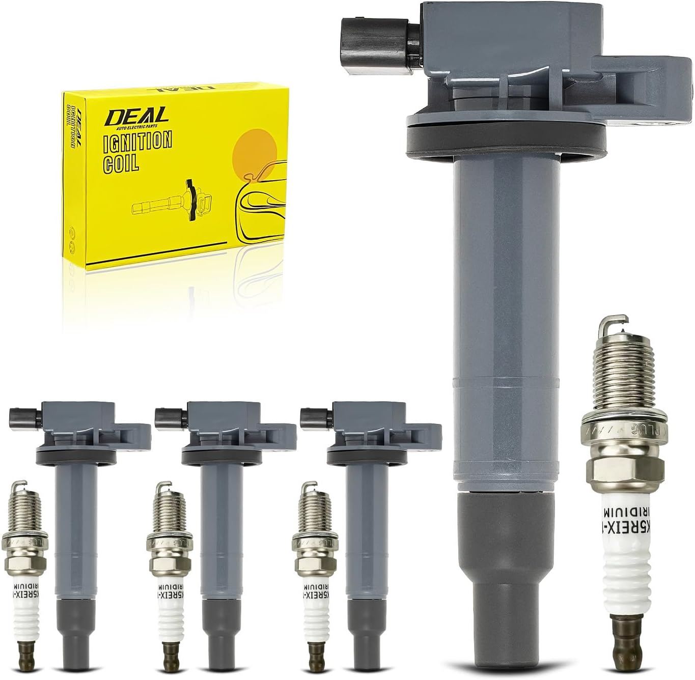 DEAL 4pcs UF316 Ignition Coil Pack + 4 Double Iridium Spark Plugs Compatible with 04-06 xA xB 00-05 Echo 01-09 Prius 06-18 Yaris 1.5L L4, UF316
