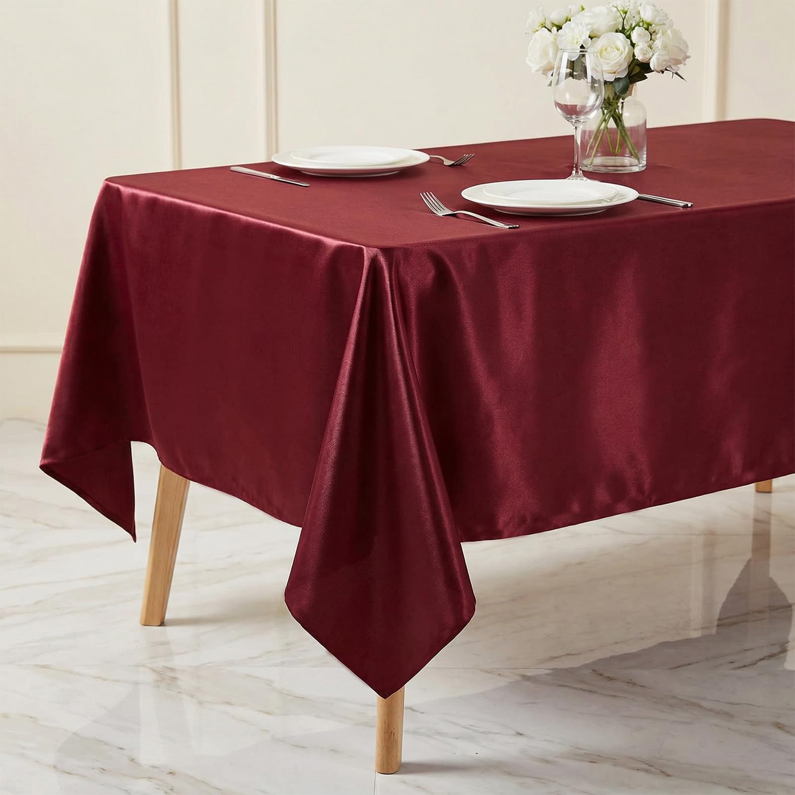 Ausurme Red 1 Pack Rectangular Wipeable Tablecloth, 57 X 120 Inch,