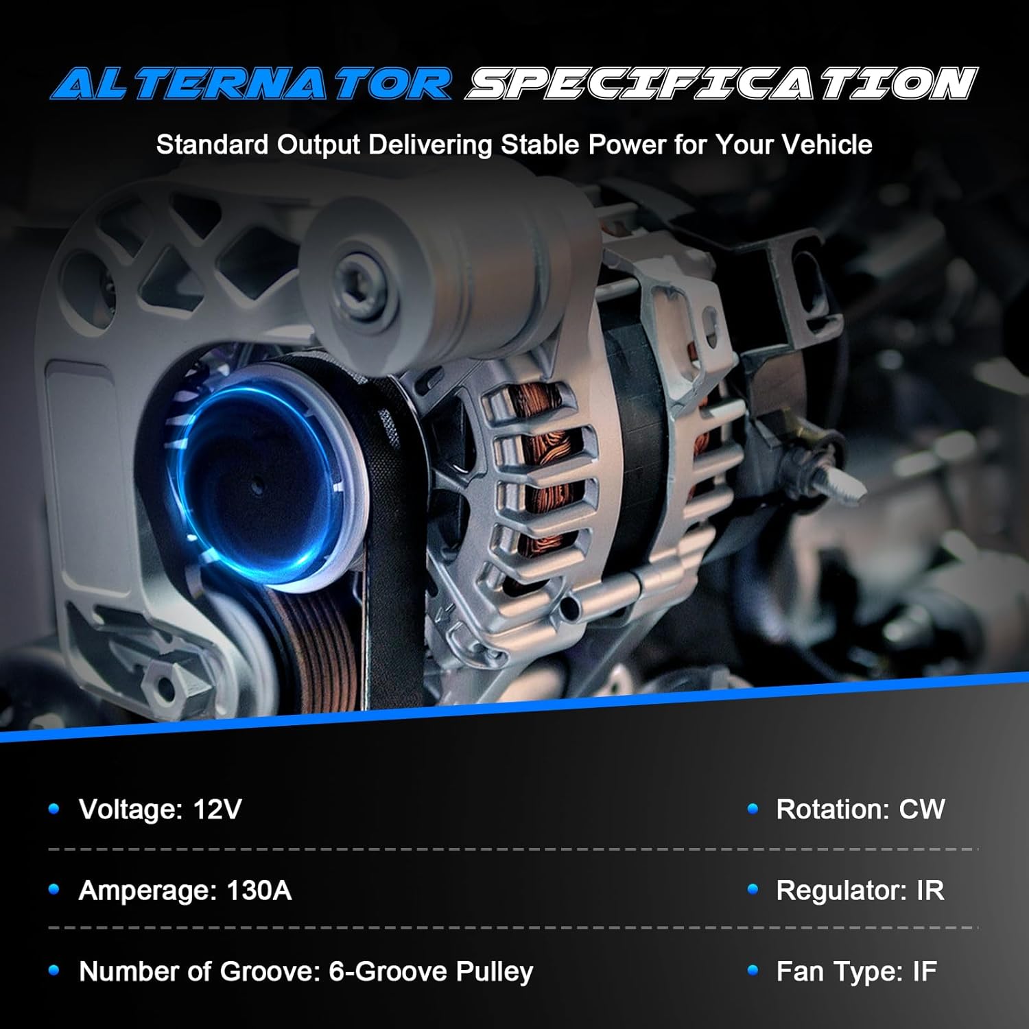 New Alternator 130A Replacement for 2008 2009 2010 Honda Odyssey, 2009-2011 Ridgeline Pilot, 2010 2011 2012 2013 Acura MDX ZDX, 2010-2014 TSX, 09-14 TL V6 3.5 3.7 3.5L 3.7L 31100-RGW-A01 11391 AL1311X