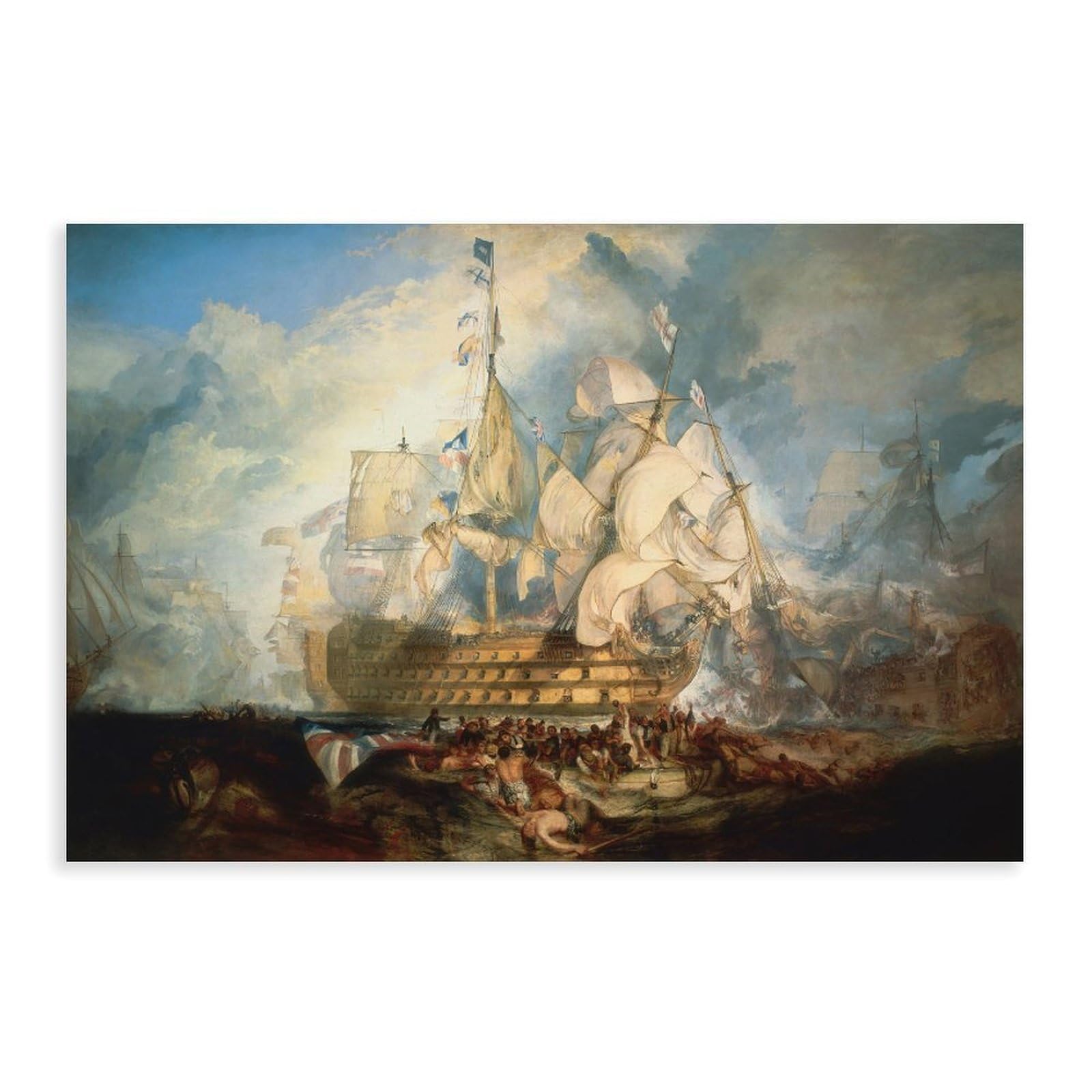 WCYB The Battle of Trafalgar by Joseph Mallord William Turner Posters Prints Canvas Deco Paintings Wall Art Unframe 24" L X 36" W
