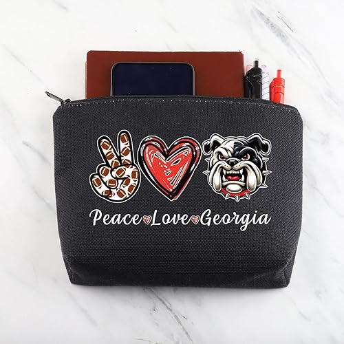 Miniatura 6 de MNIGIU GA Georgia Gift Peace Love Georgia - Bolsa de maquillaje para fanáticos del fútbol, regalo para amantes de los bulldogs, negro (Bulldog Black)