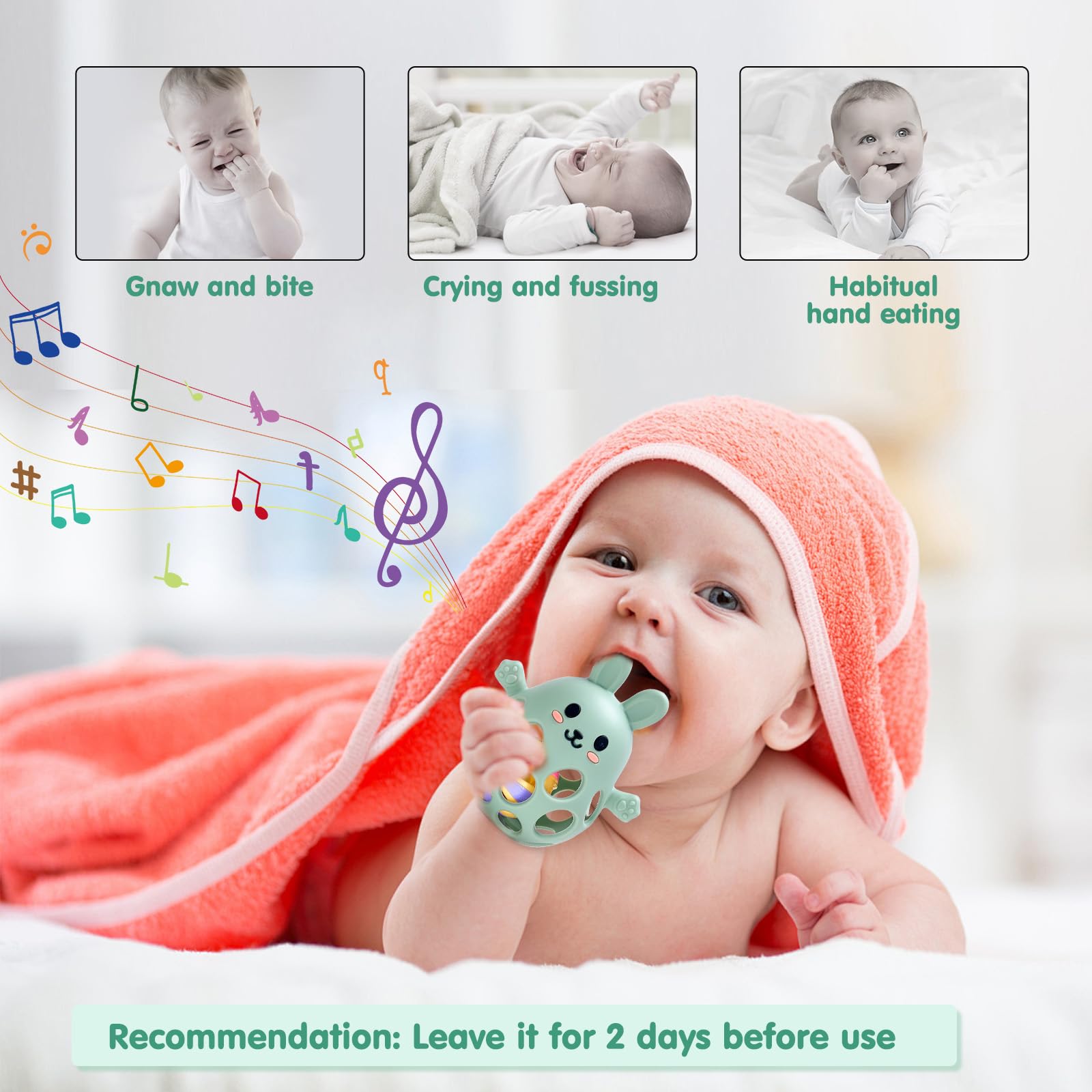 Giochi Neonato 0-3 mesi, Sonaglio Giochi Neonato 3-6 e 6-9 Mesi, Montessori Giocattoli Sensoriali per Bambini 0-12 Mesi, Multiuso Giochi Dentizione Neonato con Un Sonaglio, Regali per Neonati (Blu)