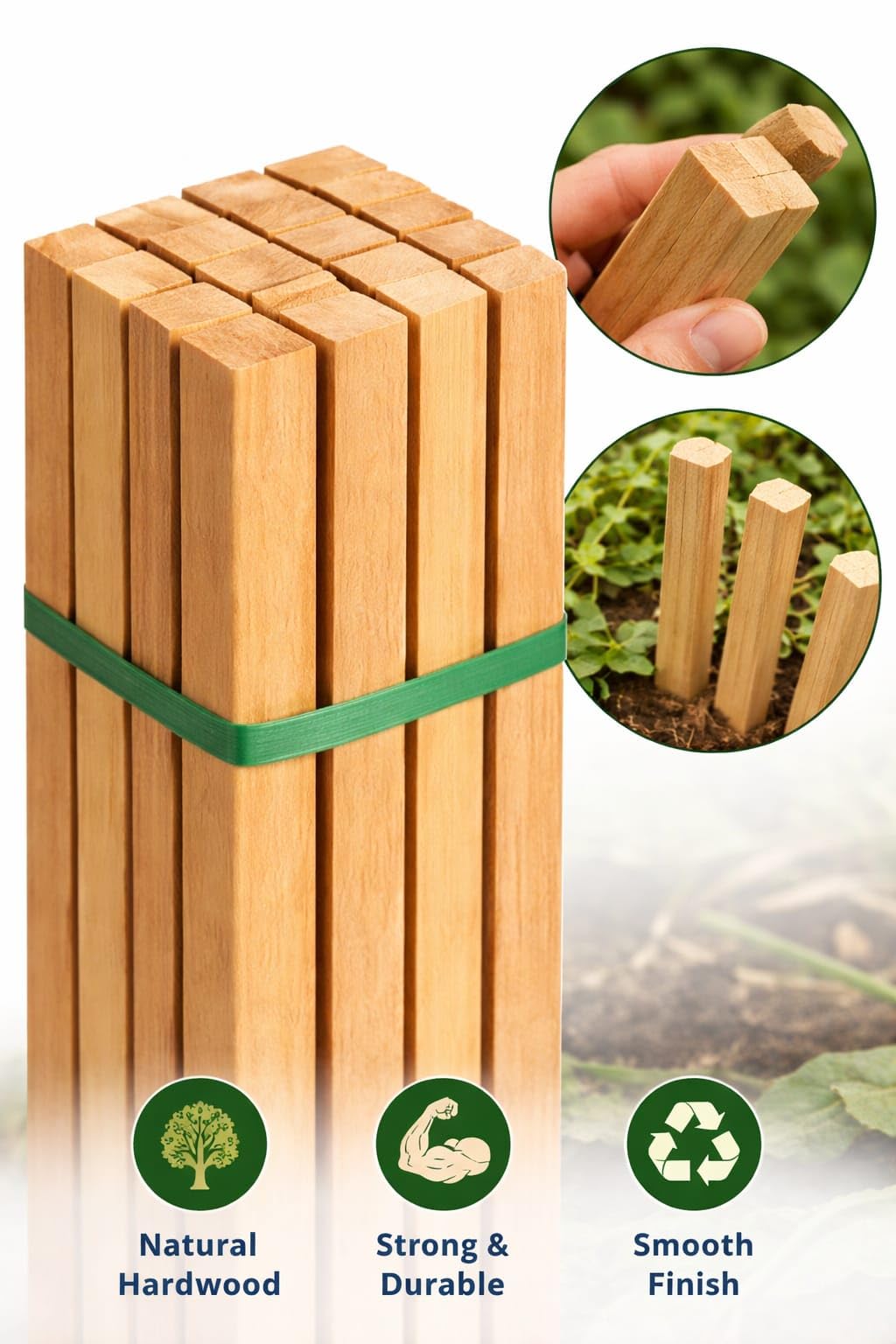 Teak Plant Support Sticks - 15 Pack -9