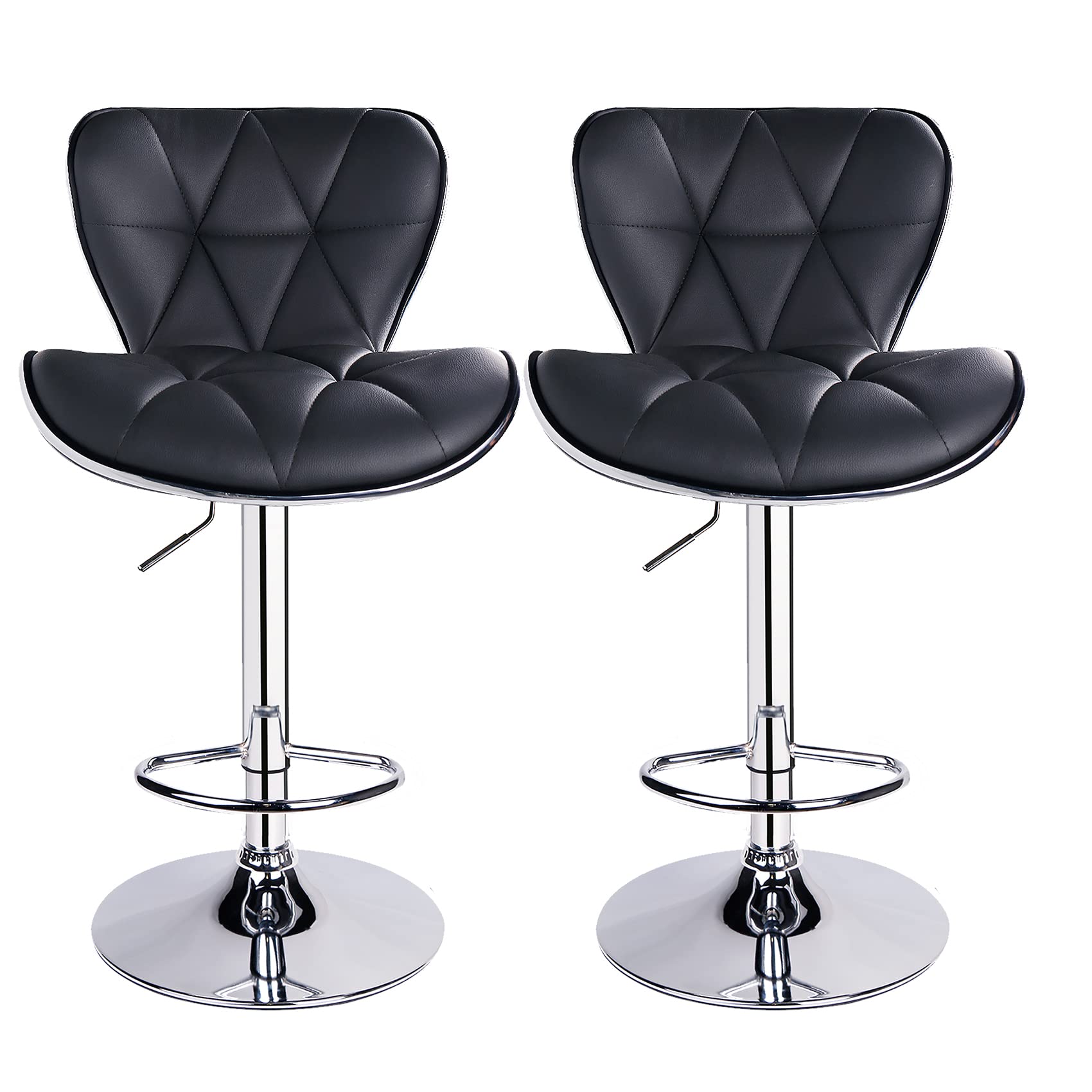 Leader Shell Back Bar Stools Set of 2, Adjustable Bar Stool with Back