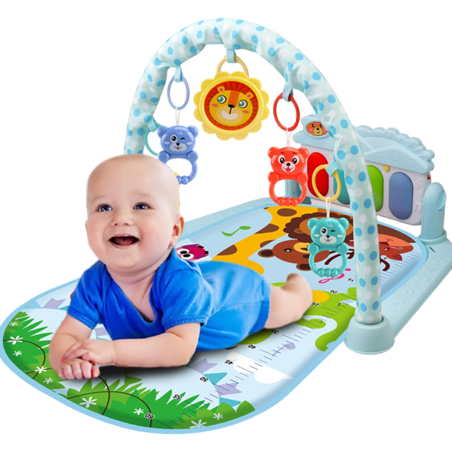 Tappetino da gioco per il momento della pancia del bambino, con musica e luce, tappetino da palestra per calciare e suonare il pianoforte, da gioco per bambini con ciondolo a sonaglino