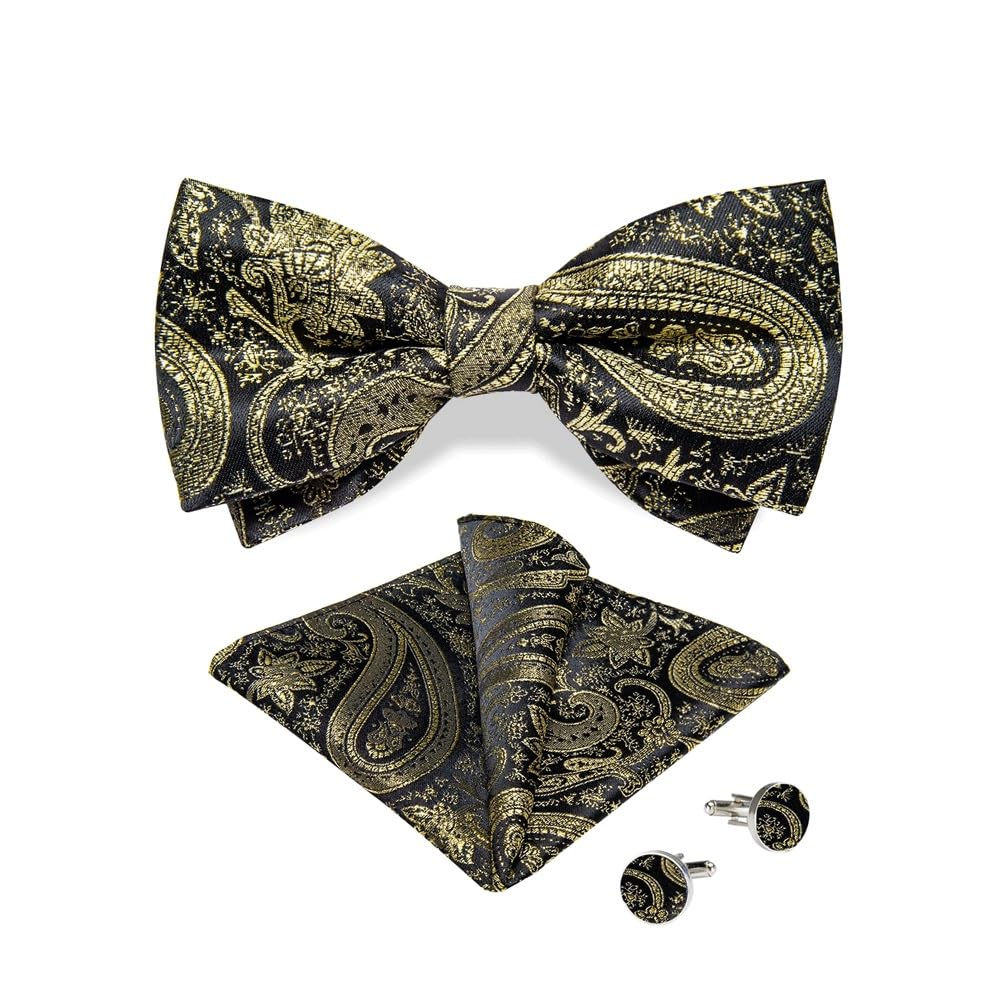 JFDBGU Pre-tied Bowties Handkerchief Cufflinks for Man Wedding Causal Adjustable Bow Ties Knot Gift