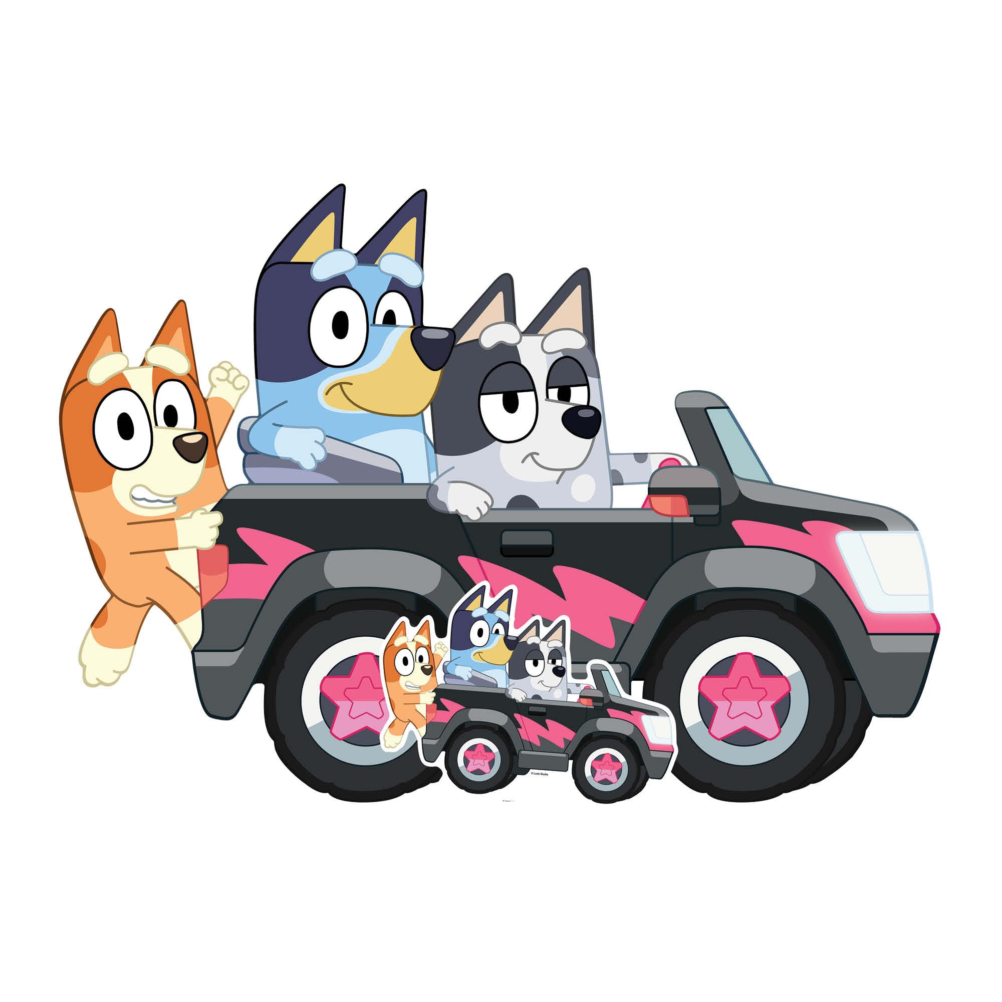 Star Cutouts SC4533 Bluey, Bingo & Muffin Driving Cardboard Cutout – 93cm Party Fun