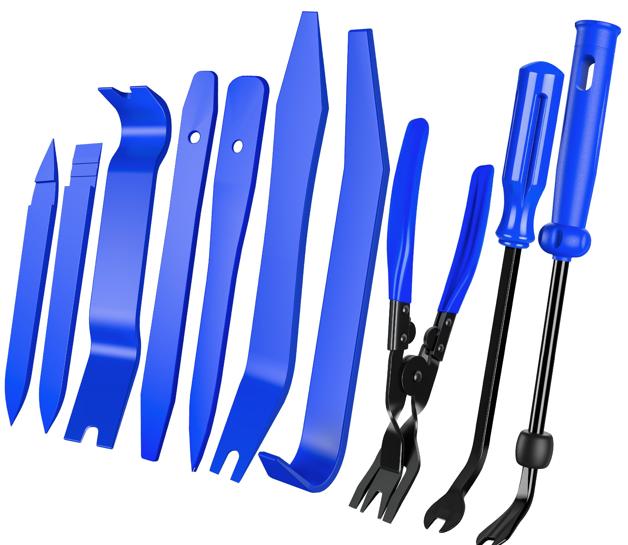 View 1 of 10Pcs Car Trim Removal Tool Kit Non-Scratch Pry Tool Auto Clip Pliers-Blue