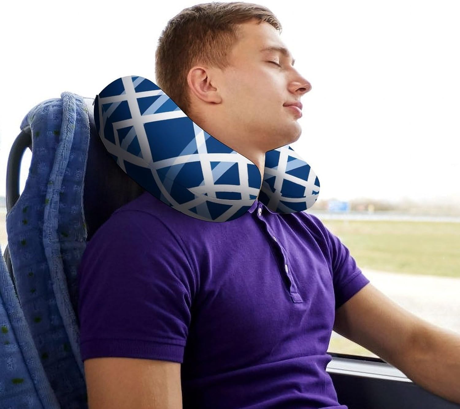 Scottish Tartan Plaid U Shaped Neck Pillow Portable Travel Airplane Headrest Pillow Lightweight Support Pillow Cushion