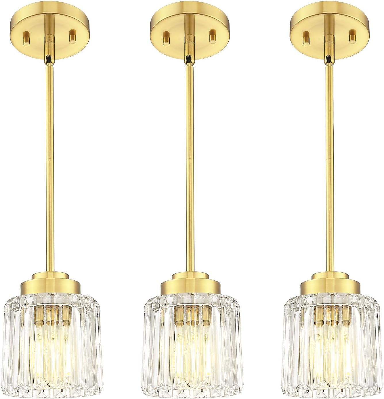 Emliviar 3 Pack Mini Glass Pendant Lights, Modern Hanging Lighting with