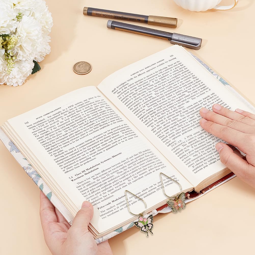 CRASPIRE 10 Styles Mushroom Paperclip Bookmarks Fantasy Metal Paper Clips Cute Butterfly Flower Reading Pendant Charm Gold Inspirational Enamel Book Marks for Student Teacher Paper Bookish Lovers Gift image 5
