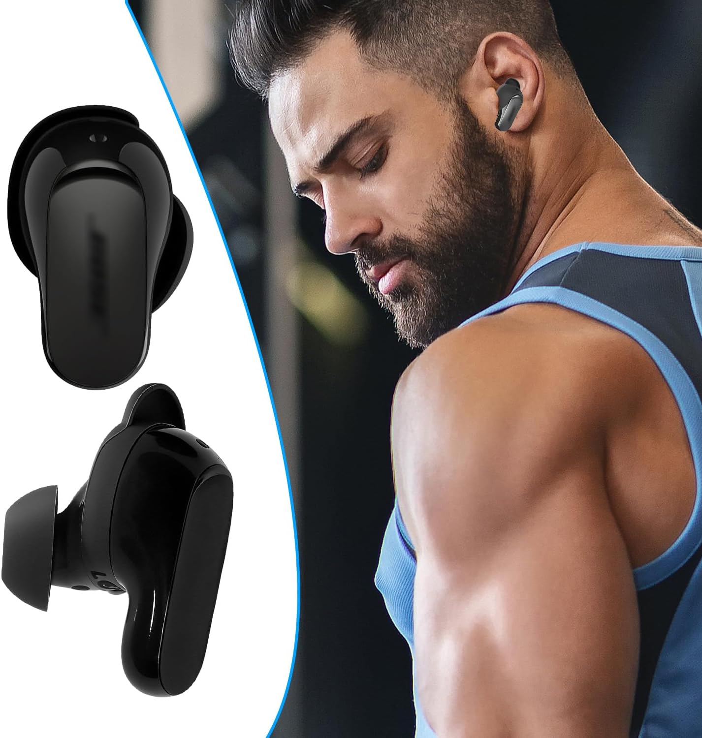 Replacement Wingtips for Bose QuietComfort Ultra Earbuds (2nd Gen), Anti-Slip Silicone Wingtip Eartips, Ear Hook Covers Secure Fit Stability Eartips Accessorie, S/M/L (Black)