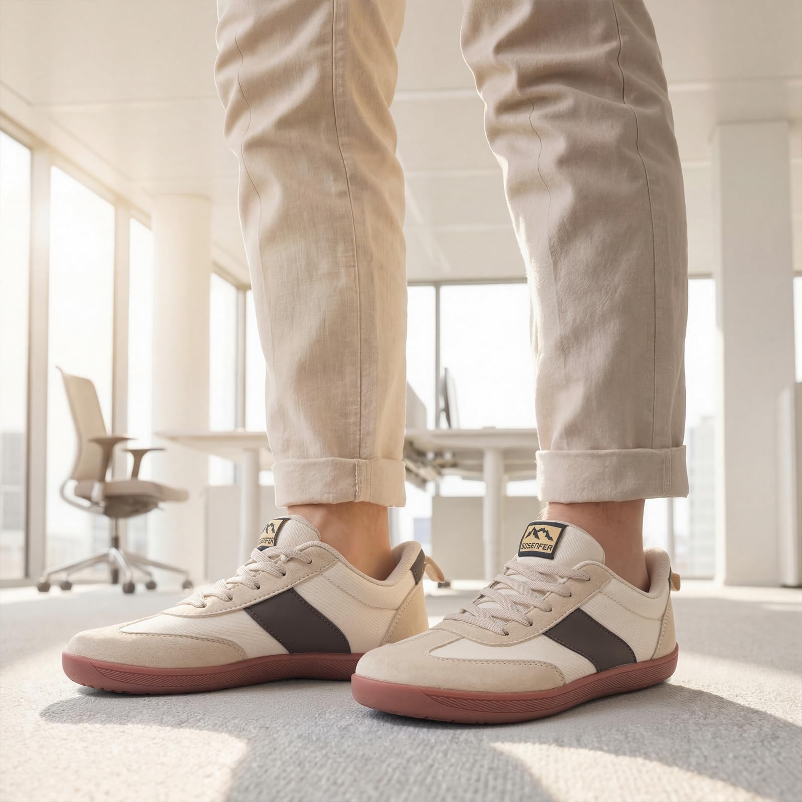 Sosenfer Scarpe larghe da uomo e da donna, con punta larga, leggere, per il tempo libero, minimaliste, antiscivolo, suola zero-drop, sneaker unisex