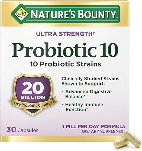Natures Bounty ProbiĂłtico 10 suplemento probiĂłtico diario ultra fuerte apoyo para la salud digestiva inmune y respiratoria superior 1 paquete 30 Natures Bounty ProbiĂłtico 10 suplemento probiĂłtico diario ultra fuerte apoyo para la salud digestiva inmune y respiratoria superior 1 paquete 30