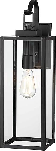 Pia Ricco Luces de pared para exteriores de tamaño extragrande, 22.5 pulgadas, color negro mate, lámpara exterior de gran tamaño con pantalla