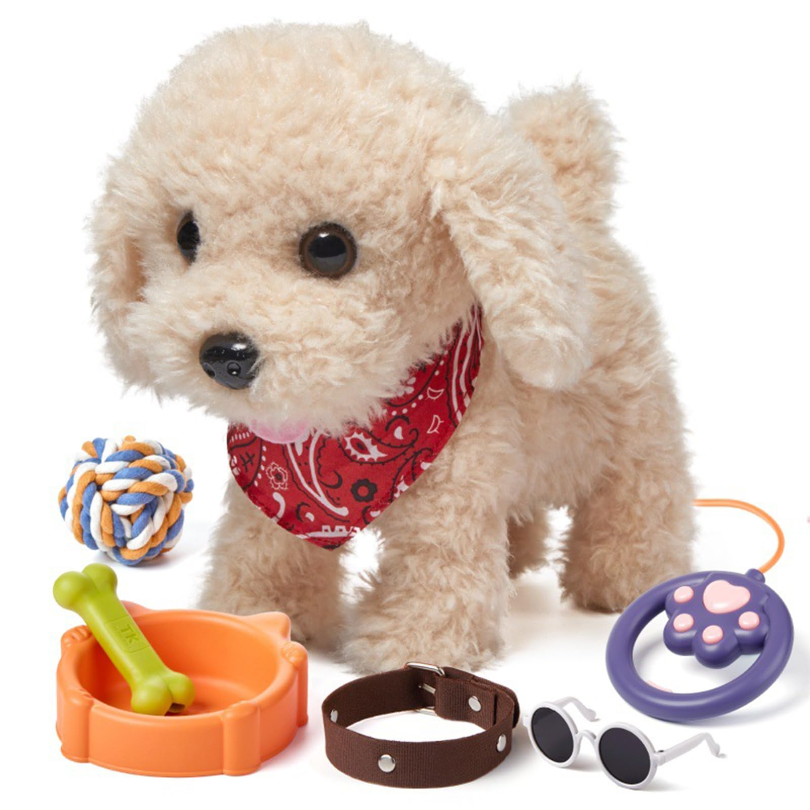 Perro de peluche animado teledirigido con control remoto electrónico con cola menea y sonidos de ladridos para niños Juguete para cachorros con pilas