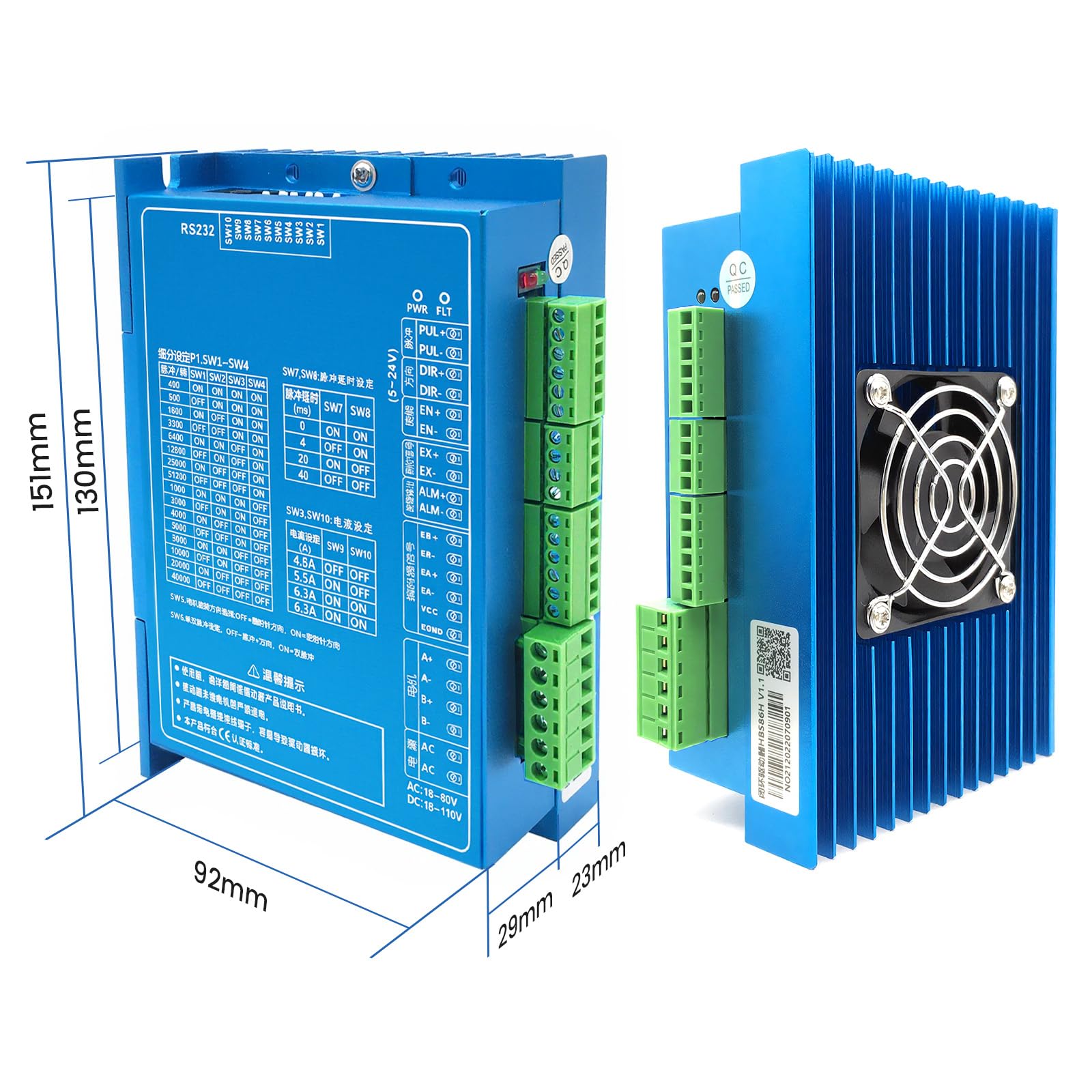1 Achsen NEMA34 Closed Loop Schrittmotor Bausatz 12 Nm 6A 2-Phasen 1000PPR Hochdrehmoment Servomotor mit Rückkopplung & DSP Hybrid Closed-Loop-Steppermotor Treiber für 3D-Drucker CNC Kit
