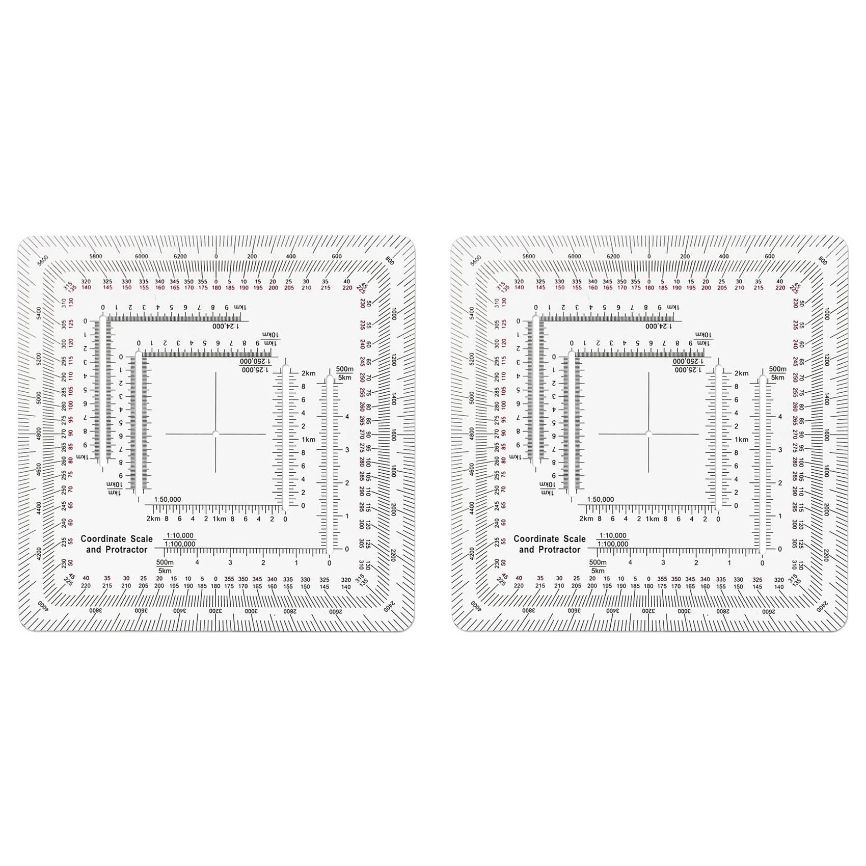Jnchdghwa As Shown 2X Square Coordinate Scale Protractor For Land Navigation, Style Utm/Mgrs Coordinate Scale