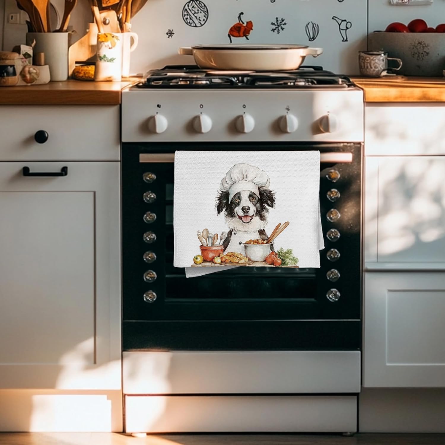 Cabana Bro Funny Border Collie Cooking Kitchen Towels, Border Collie Gifts, Funny Chef Dog Dish Hand Tea Towels for Kitchen Decor, Dog Lover Gifts, 16x24 Inch - Image 3