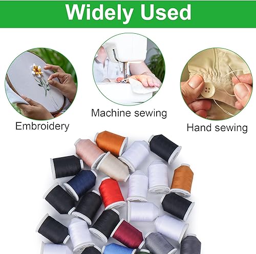 Miniatura 7 de Simthread Hilo de coser para todos los propósitos, 12 carretes tamaño 40D2, hilo de poliéster para costura, acolchado y máquina de coser, prácticos
