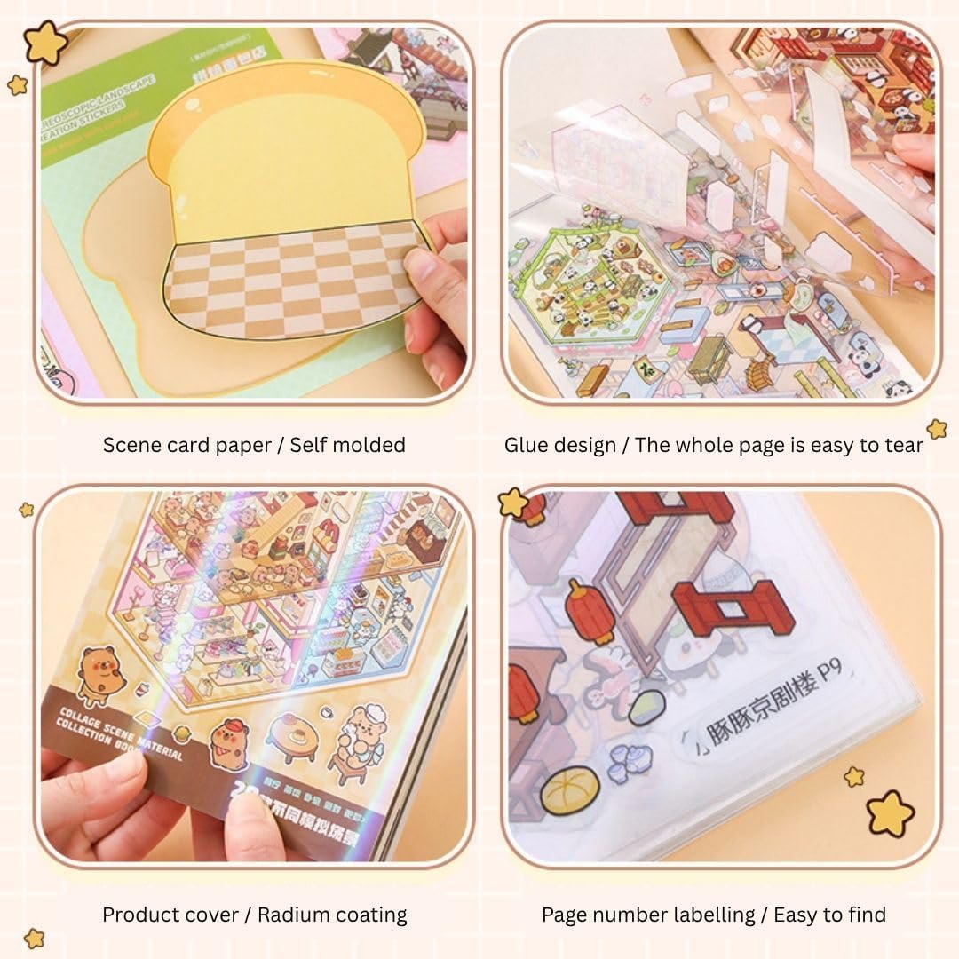 FAMOUS QUALITY 50 Sheet DIY 3D Sticker - Scene Collection Book for Kids, Adults, Cute Make Your Own Shop House Stickers for Gifts, Stickers Therapy, Adult Relief, Stress, Pass The Time, Play Park 1