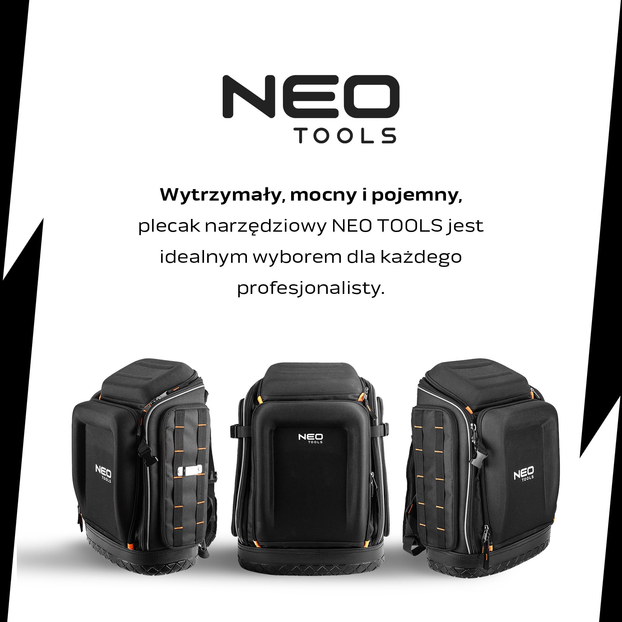 NEO TOOLS Plecak na narzędzia 20L z torbami | Gumowe dno, wytrzymały dla elektryków, hydraulików, pracowników konserwacyjnych, 26 kieszeni