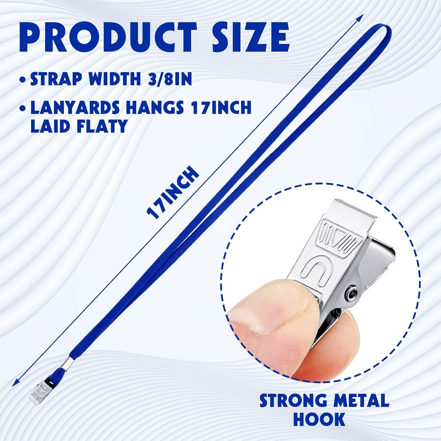 Hoolerry 300 Pcs Lanyards Clips Bulk for ID Name Badge Holder Lanyards Flat with Swivel Hook for Office School(Blue) - Image 2