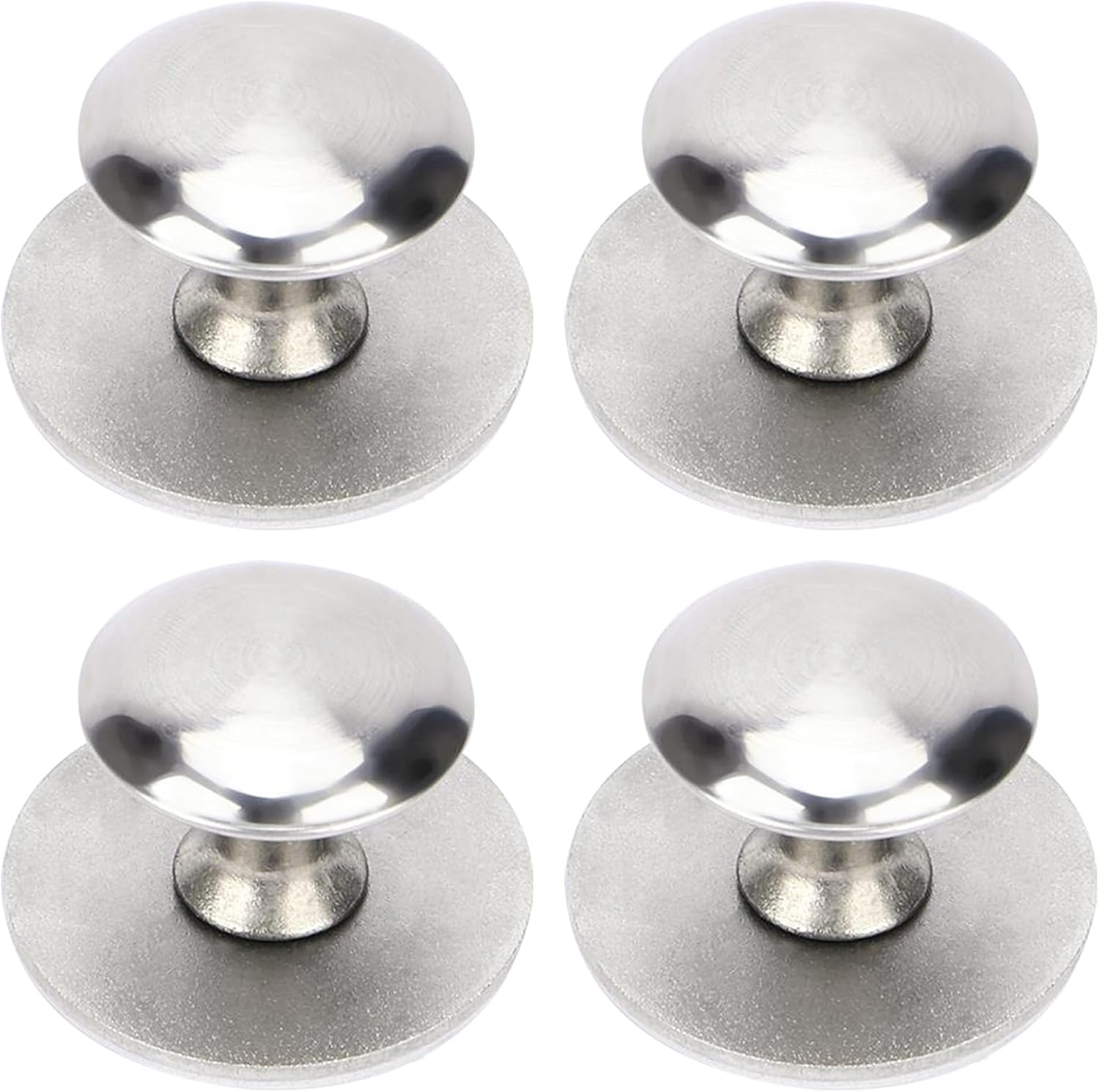 KuuGuu 4 PCS Self-Stick Drawer Knobs Stainless Steel Instant Cabinet Handle Pulls with Mounting Screws No Punching Peel Drill Free with for Kitchen Glass Cabinet Cupboard Drawer (Brushed Silver)