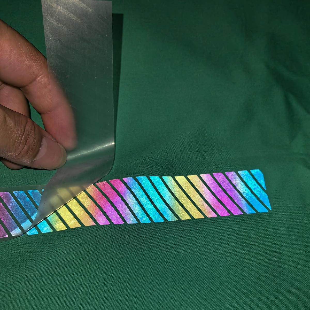 Colorful Striped Reflective Heat Transfer Vinyl Iron On Tape for Clothing 1 inch x 10 Yard (Pack of 2)