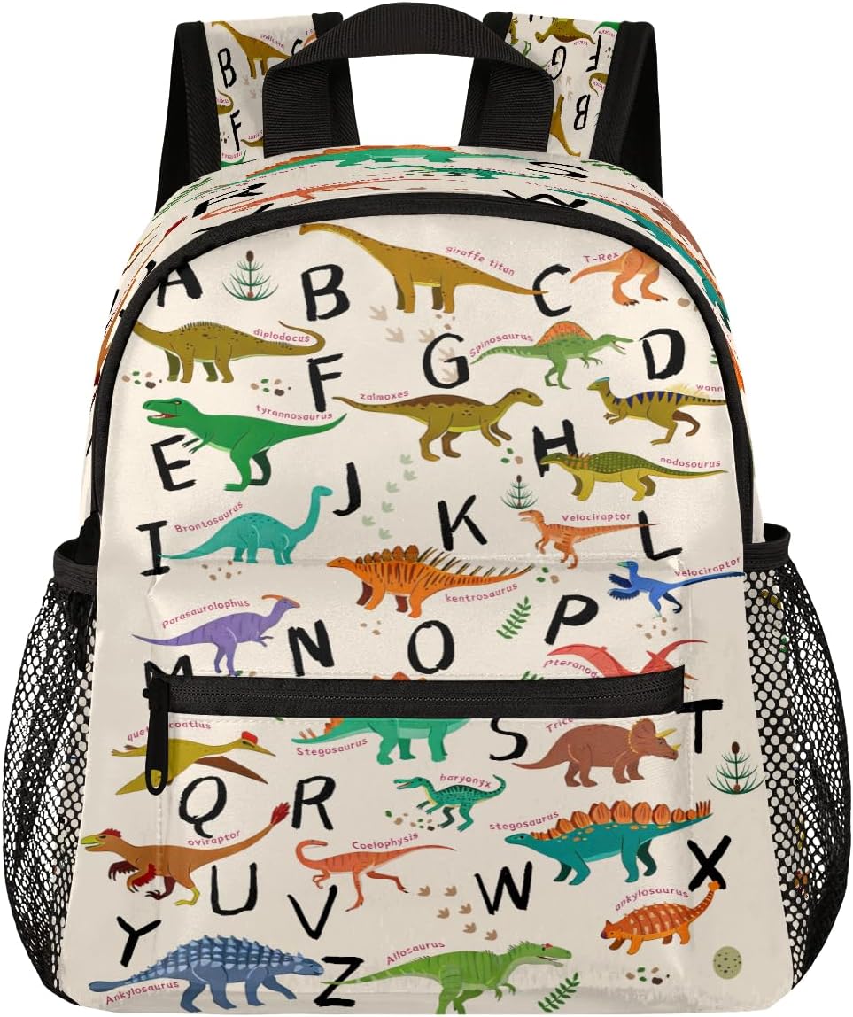 Alphabet Dinosaur Backpack for Kids, Neutral Preschool Toddler Bookbag Boy Girl, Childish Dino Kids Back Pack Kindergarten Children Bag Nursery Junior Primary Student Travel School Bag